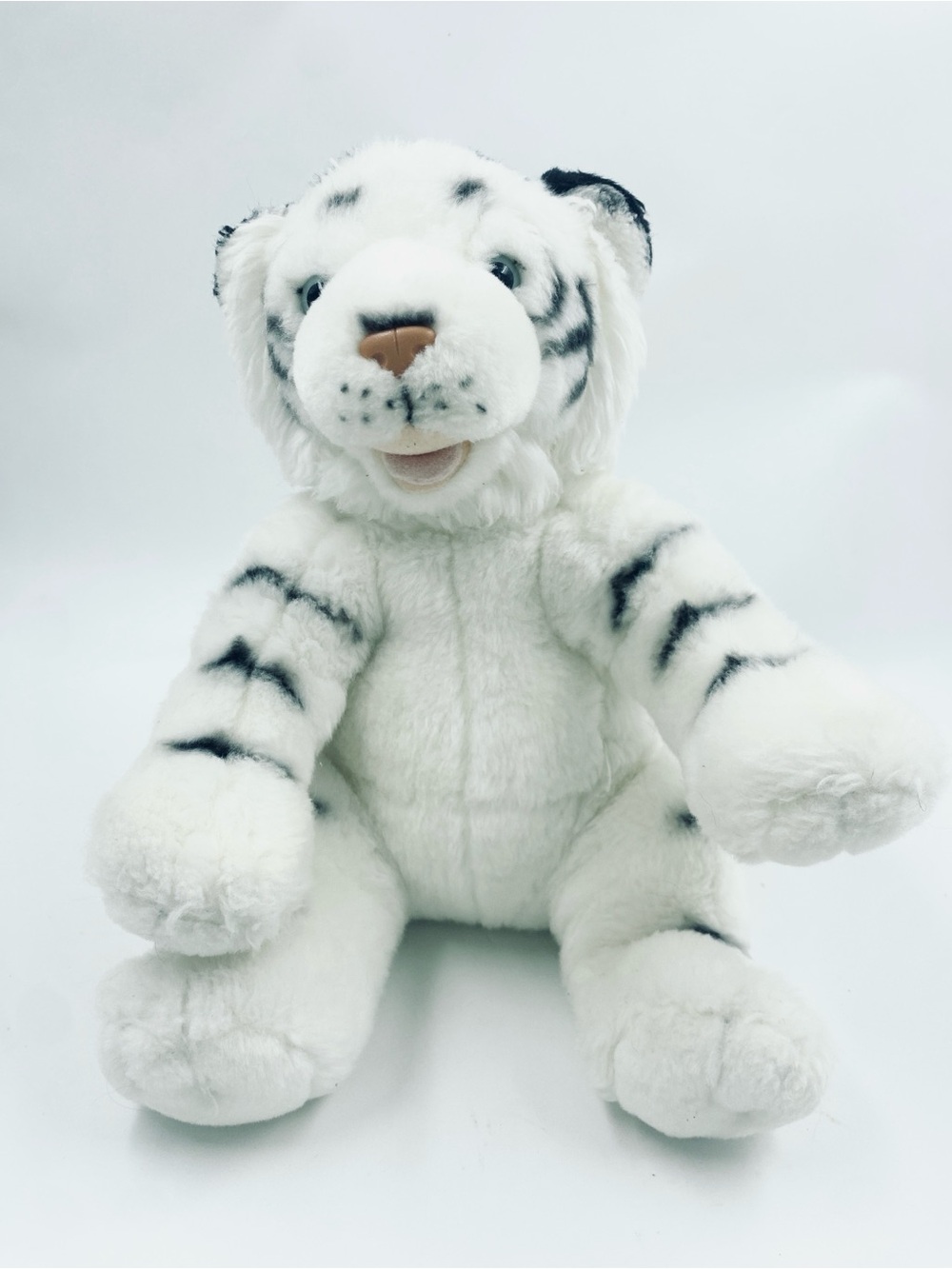 Build a Bear White Siberian Tiger Plush VTG 2011 Retired Blue eyes tongue out